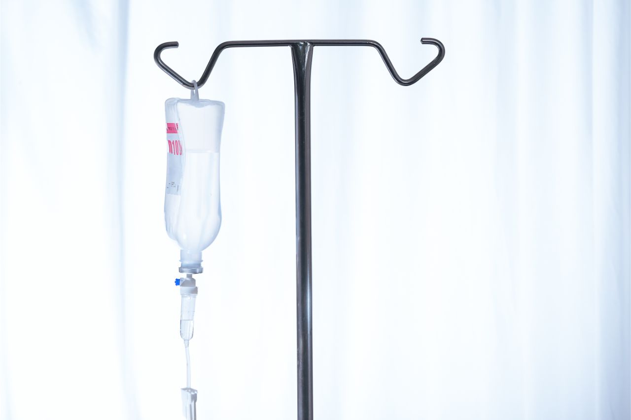 Close up photo of IV drip