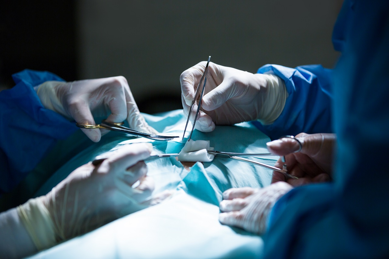 Close up of the hands of surgeons during an operation