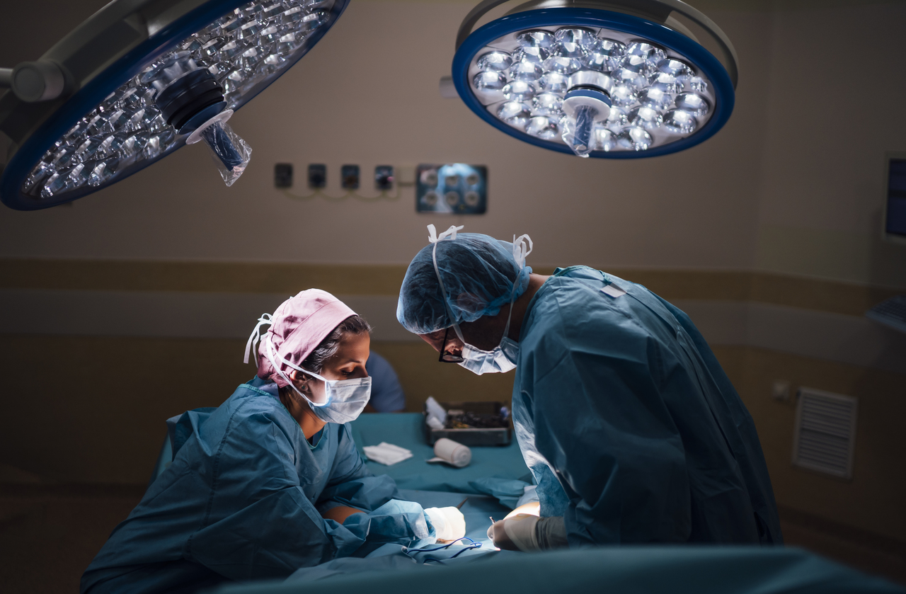 Surgery being done on a woman with PCOS